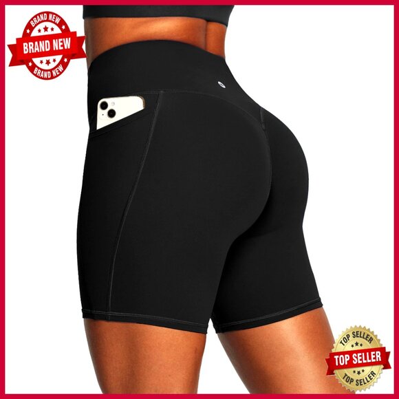 Pants - High Waisted Tummy Control Bike Shorts with Pockets for Workouts